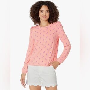 NWT Lilly Pulitzer Jansen Sweatshirt in Peach Hyacinth “Me & My Minnie”, Size S